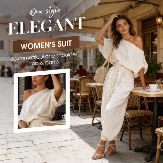Asymmetrische Top & Broek Set – Stijlvolle Tweedelig Voor Dames--Voor een look die blijft hangen