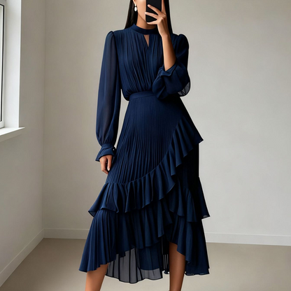 🌸 Damesjurk met Sleutelgat Halslijn & Ruches – Licht, Vrouwelijk & Elegant | Perfect voor Zomer & Feestjes | 🔥 Nieuw: 65% KORTING