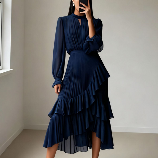 🌸 Damesjurk met Sleutelgat Halslijn & Ruches – Licht, Vrouwelijk & Elegant | Perfect voor Zomer & Feestjes | 🔥 Nieuw: 65% KORTING