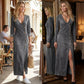 👗 50% KORTING! ✨ Maxi-jurk met lange mouwen en V-hals voor dames – Zachte stof, elegante en veelzijdige pasvorm 💃