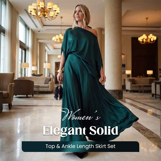 Elegante 2-Delige Damesset – Effen Top & Enkellange Rok | Tijdloze Pasvorm & Moeiteloze Klasse