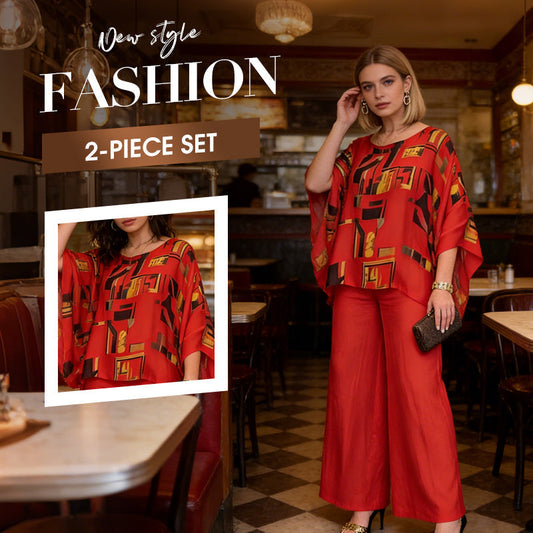 🌸 Dames 2-delige Set – Comfortabele Bedrukte Top & Losse Broek | Casual & Stijlvol voor Thuis, Wandelingen & Koffiedates