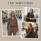 Casual damesjas met rits en wijde broek set