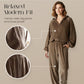 Casual damesjas met rits en wijde broek set