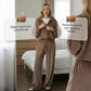 Casual damesjas met rits en wijde broek set