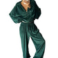 Casual damesjas met rits en wijde broek set