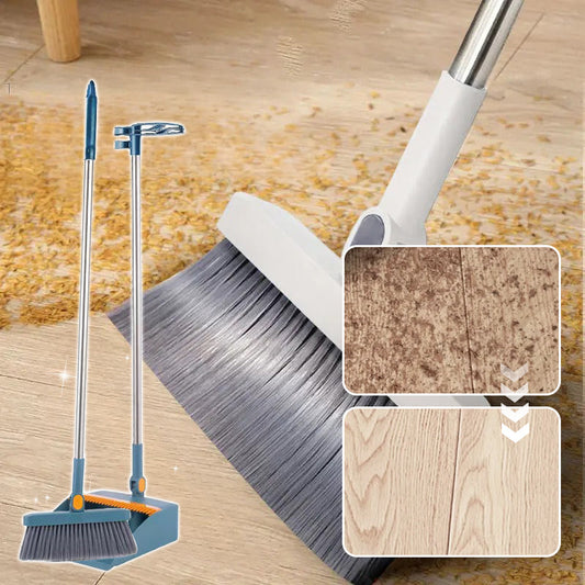 🏠Aanbieding: 58% KORTING – Staande Stoffer & Blik Set met 180° Draaibare Bezem | Compact & Praktisch voor Thuis