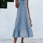 Button Detail Layered Hem Smock Dress