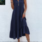 Button Detail Layered Hem Smock Dress