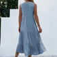 Button Detail Layered Hem Smock Dress