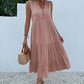 Button Detail Layered Hem Smock Dress