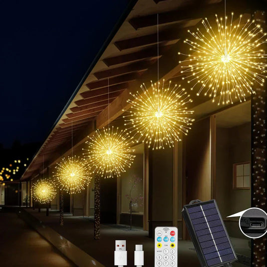 ✨ Zonne-energie Vuurwerk Lichtslinger – Magische Tuinverlichting voor Terras, Feesten & Avonden | Nu 63% Korting