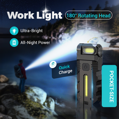 🔦 LED Werklamp met 180° Draaibare Kop – Helder Licht Voor Elke Klus💥 70% KORTING