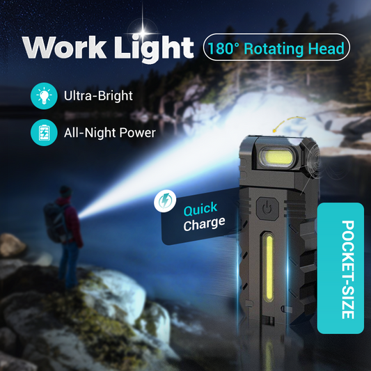 🔦 LED Werklamp met 180° Draaibare Kop – Helder Licht Voor Elke Klus💥 70% KORTING