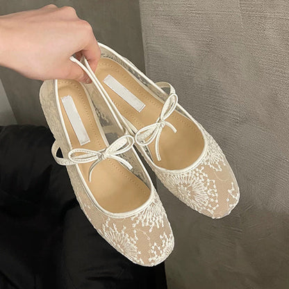 ✨ 65% KORTING – Elegante Mesh Ballerina’s met Strik 👡 Licht, Ademend & Comfortabel voor Lente en Zomer
