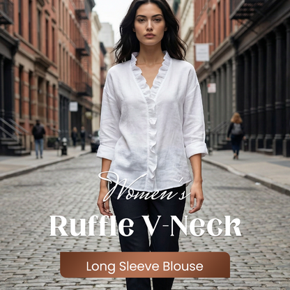 🌸 Damesblouse met Ruches & V-Hals ✨ Elegant, Luchtig & Comfortabel – Nu 60% KORTING