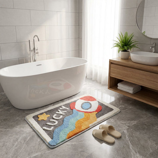 Antislip Badmat Met Raketmotief – Veilig Stappen, Vrolijk Staan🚀Stevige zuignappen & speels design – Voor een zorgeloze douche