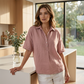 🎁Nieuw Binnen – 65% KORTING voor de eerste 50 stuks 💥 Damesblouse met V-hals, korte mouwen en reverskraag
