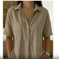 🎁Nieuw Binnen – 65% KORTING voor de eerste 50 stuks 💥 Damesblouse met V-hals, korte mouwen en reverskraag