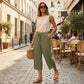 Comfortabel, stijlvol & perfect voor warme dagen – Nu 60% introductiekorting! 👖✨Capri Broek Met Wijde Pijpen, Ribstof & Zakken – Nieuwe Collectie