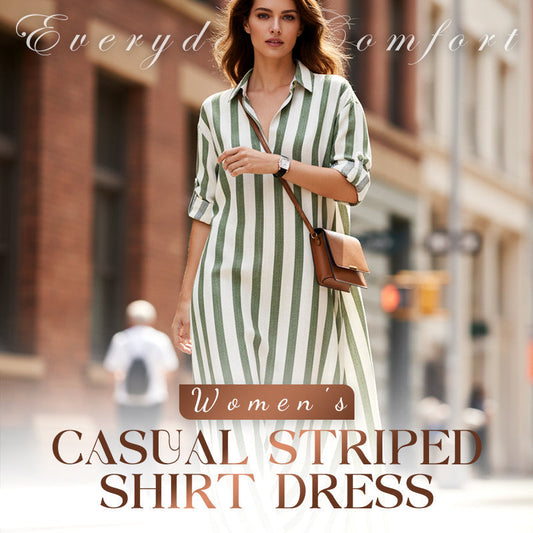 ✨ Nieuw! Casual Gestreepte Overhemdjurk met Lange Mouwen – Losvallend, Stijlvol & Comfortabel | NU 60% KORTING – OP = OP