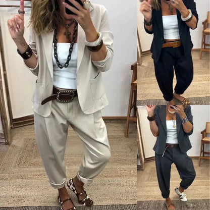 Temperament Jasje & Broek Set – Stijlvol Woon-werkverkeer💕Met kraag, comfortabel & elegant – Nu 63% korting!