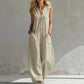Mouwloze Jumpsuit met V-hals en Wijde Pijpen voor Dames – Nieuw | 63% Korting