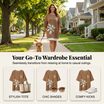 Nieuwe collectie – Nu 73% tijdelijke korting🤎!Oversized Jurk Met Ronde Hals – Comfortabel & Stijlvol