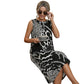 Mouwloze Midi-jurk met Luipaardprint voor Dames – Elegante Pasvorm, Comfortabel & Tijdloos Stijlvol