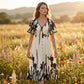 👗 Zachte Midi Jurk met Botanische Print en V-Hals | Licht, Elegant & Makkelijk te Dragen – Nu 58% Korting