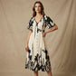 👗 Zachte Midi Jurk met Botanische Print en V-Hals | Licht, Elegant & Makkelijk te Dragen – Nu 58% Korting