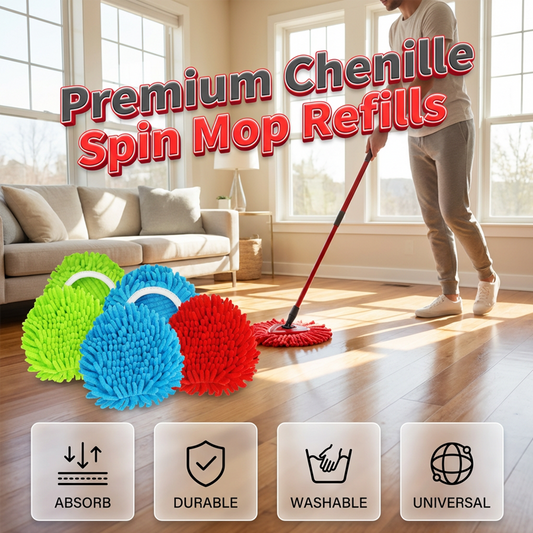 🧽 Chenille Spin Vervangende Mopkop – Krachtig & Gemakkelijk Schoonmaken | Koop 2, Ontvang 1 GRATIS