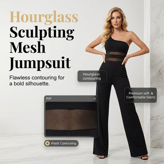 ✨ Stijlvolle jumpsuit met mesh paneel en wijde pijpen – Tijdloos, vrouwelijk en comfortabel 🌙