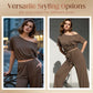 🌸 2-Delige Dames Outfit – Off-Shoulder Top met Broek | Elegante Look, Comfortabele Pasvorm & Moeiteloos Te Combineren