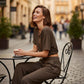 🌸 2-Delige Dames Outfit – Off-Shoulder Top met Broek | Elegante Look, Comfortabele Pasvorm & Moeiteloos Te Combineren