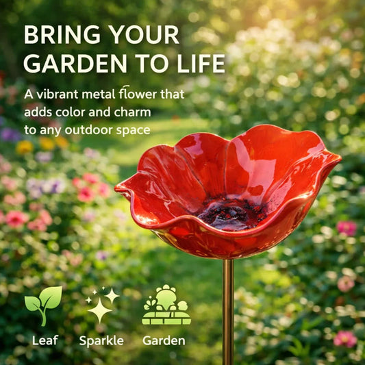 💖 Koop 2 = Krijg 1 Gratis – Handgemaakte Metalen Bloemensteker voor Tuin | Sfeervolle Decoratie voor Balkon, Terras & Tuin 🐦🌿