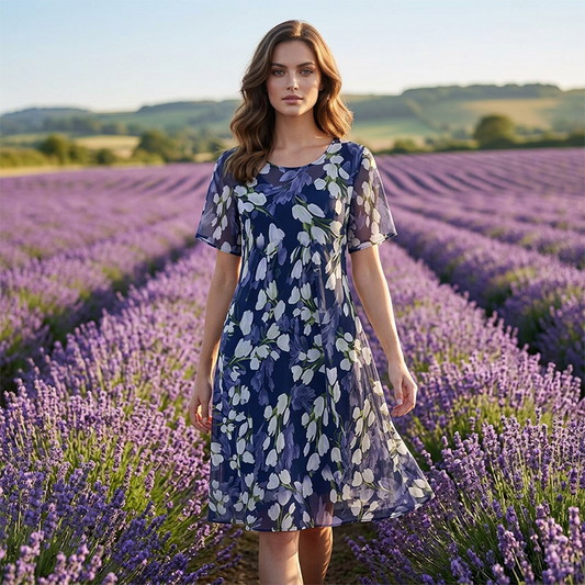 💎 50% KORTING 🌸 Elegante Dames Feestjurk – Korte Mouwen, A-lijn Pasvorm & Knielengte | Tijdloze Klasse 👗