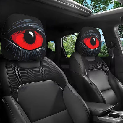 👁️ Spooky Red Eye Auto Hoofdsteunhoes – Unieke auto-accessoire met opvallend design 🚗