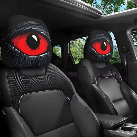👁️ Spooky Red Eye Auto Hoofdsteunhoes – Unieke auto-accessoire met opvallend design 🚗