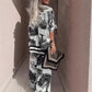 🌸 Casual set met print en V-hals voor dames – Zacht en ademend – Top met V-hals en lange broek 🍃