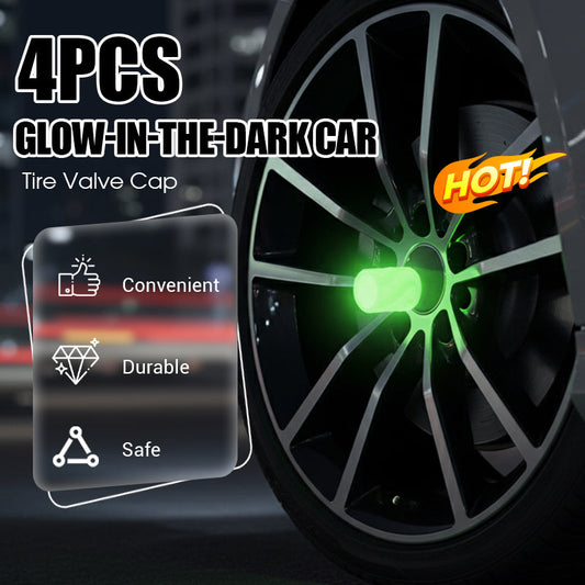 🚗✨ 4 Stuks Glow-in-the-Dark Ventieldopjes voor Autobanden | Laat je Wielen ’s Nachts Oplichten & Geef je Auto een Sportieve Look 🌙