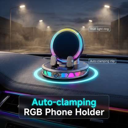 🚗 50% KORTING! 360° Draaibare Autohouder met Draadloos Opladen & RGB-Sfeerverlichting – Stijlvol & Slim | Eenvoudig te Monteren 🌈✨