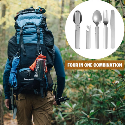 🎒 Compacte RVS Bestekset – Lichtgewicht & Perfect voor Reizen, Kamperen en Picknicks 🌿