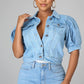 💙 Dames Cropped Denimjack met Korte Puffmouwen – Tijdloos, Vrouwelijk & Makkelijk te Combineren ✨