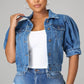 💙 Dames Cropped Denimjack met Korte Puffmouwen – Tijdloos, Vrouwelijk & Makkelijk te Combineren ✨