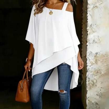 ✨ Losvallende damesblouse met asymmetrische snit – Tijdloos, comfortabel en elegant 🌿