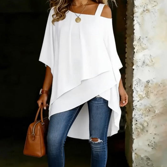 ✨ Losvallende damesblouse met asymmetrische snit – Tijdloos, comfortabel en elegant 🌿