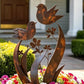 🌿 Rustieke Metalen Tuinpaal met Vogel- en Bloemmotief – Decoratief voor Tuin en Pad ✨
