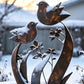 🌿 Rustieke Metalen Tuinpaal met Vogel- en Bloemmotief – Decoratief voor Tuin en Pad ✨