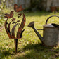 🌿 Rustieke Metalen Tuinpaal met Vogel- en Bloemmotief – Decoratief voor Tuin en Pad ✨